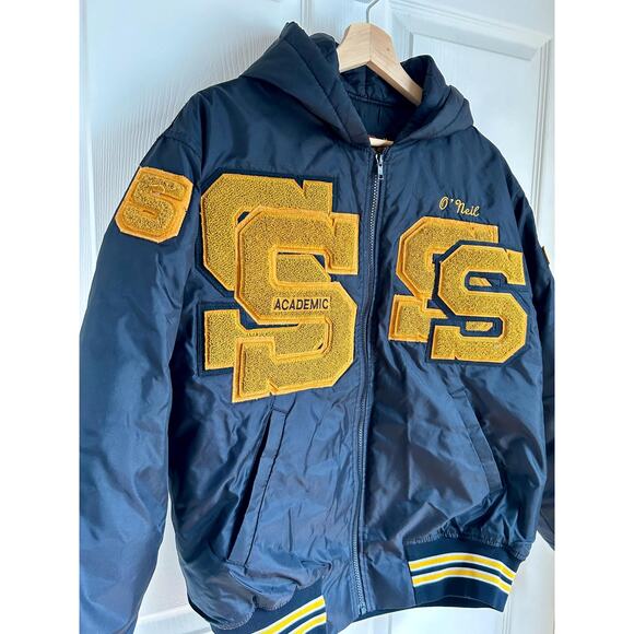 Vintage Black and Gold Men's Letterman Jacket Size Medium | Oversized Jacket - Picture 3 of 10